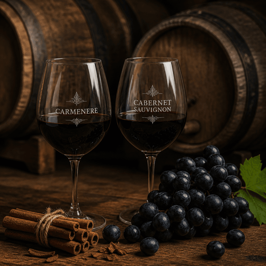Copas de vino carménère y cabernet sauvignon