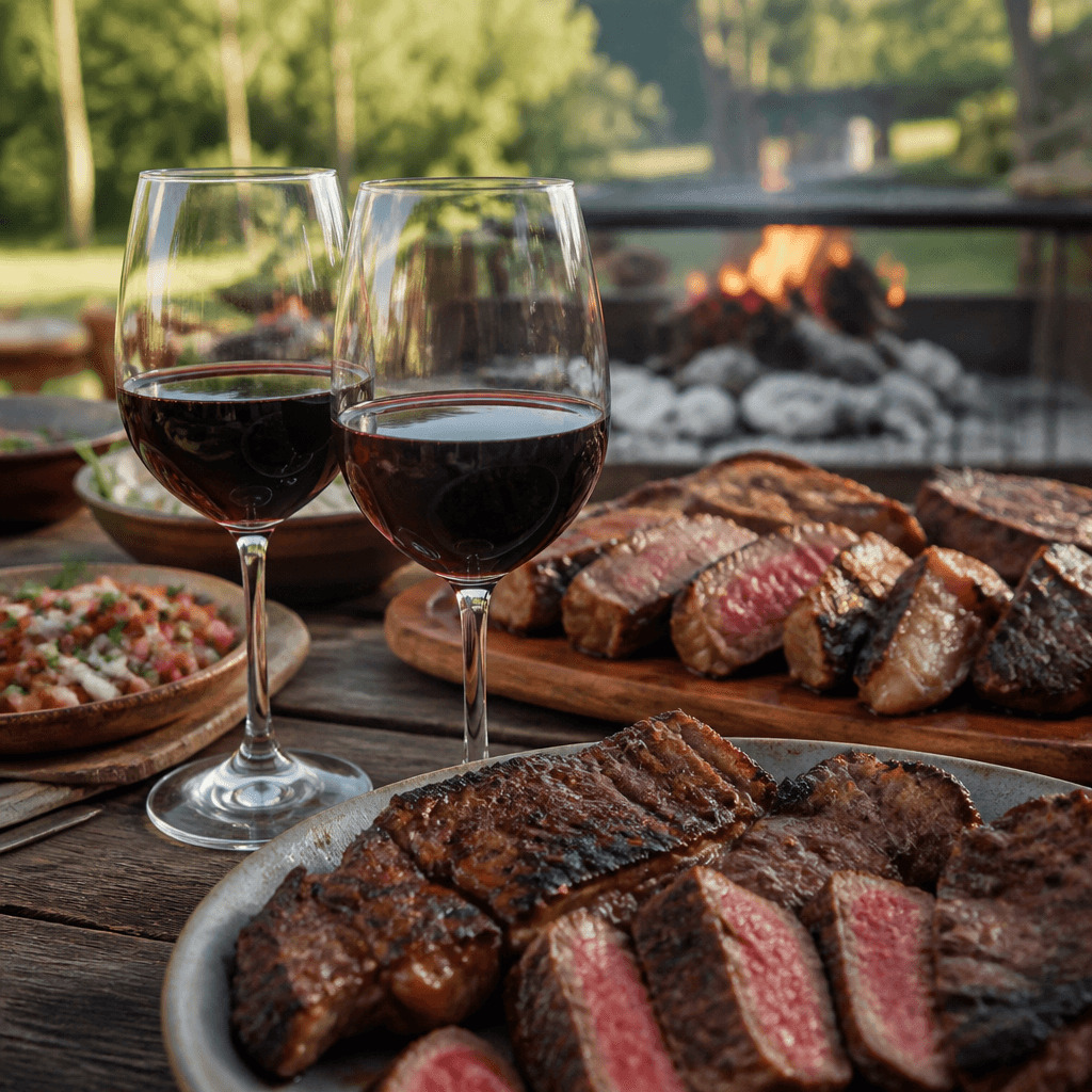 Copas de vino tinto para distintos cortes de carnes rojas
