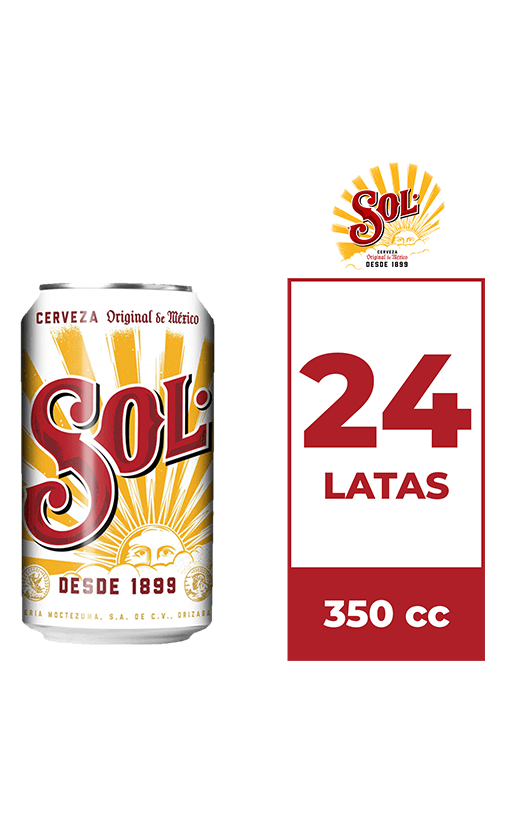 24x Cerveza Sol 4.5° Lata 350cc