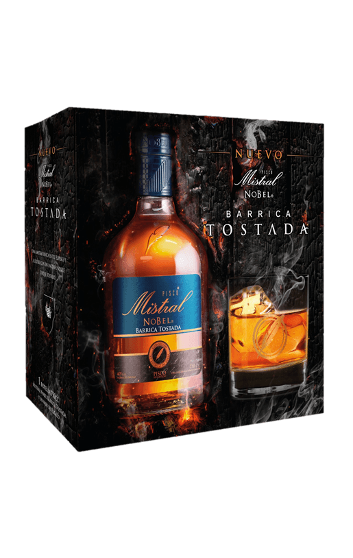 Pack Pisco Mistral Nobel Barrica Tostada + Vaso