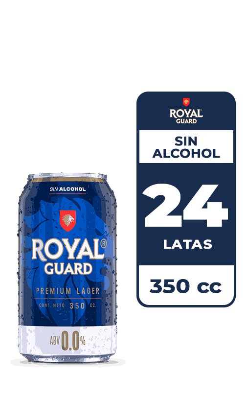 24x Cerveza Royal Guard Sin Alcohol Lata 350cc