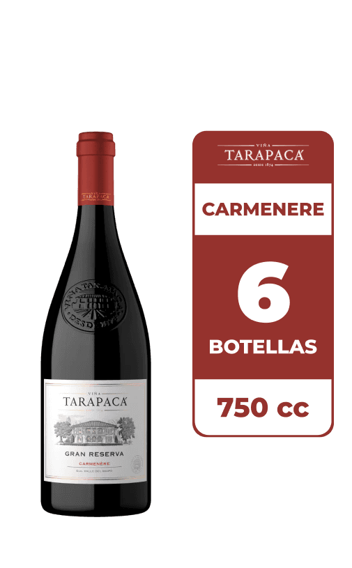6x Vino Tarapacá Gran Reserva Carmenere 750cc