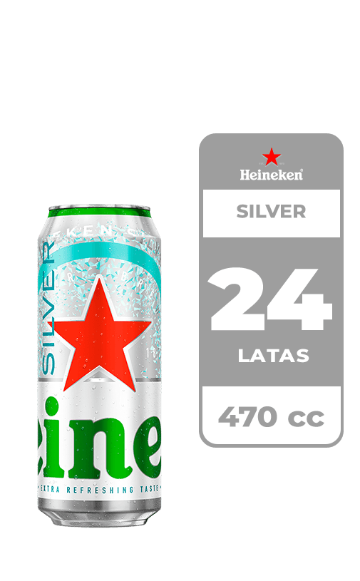 24x Cerveza Heineken Silver 4.0° Lata 470cc