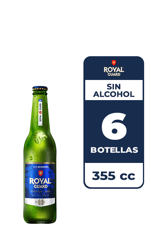 6x Cerveza Royal Guard Sin Alcohol Botella 355cc