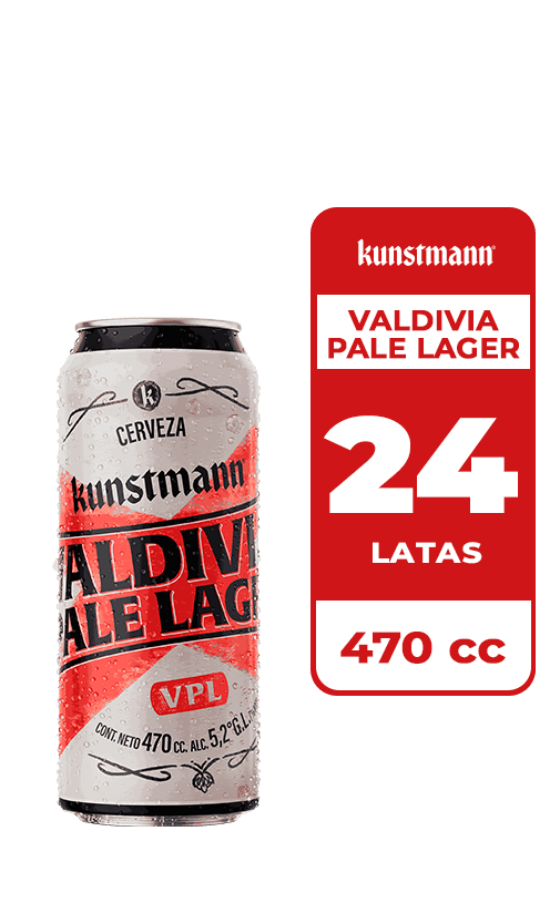 24x Cerveza Kunstmann Valdivia Pale Lager 5.2° Lata 470cc