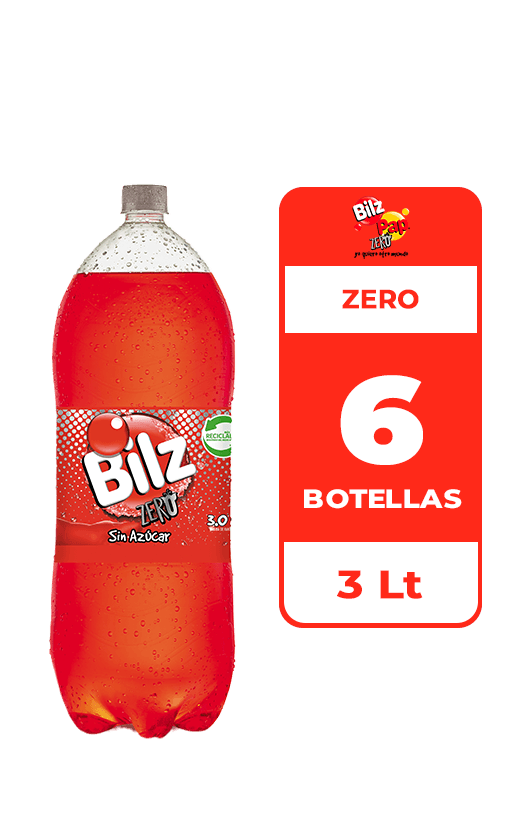 6x Bebida Bilz Zero Botella 3L