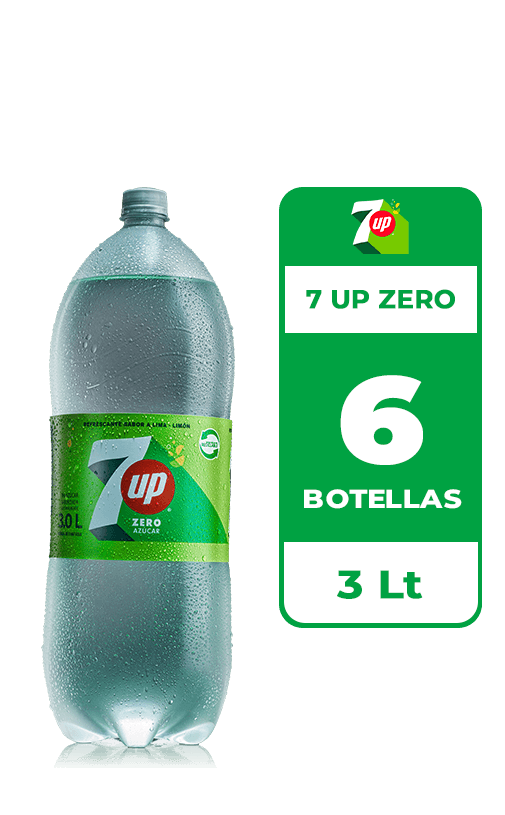 6x Bebida 7 Up Zero Botella 3L