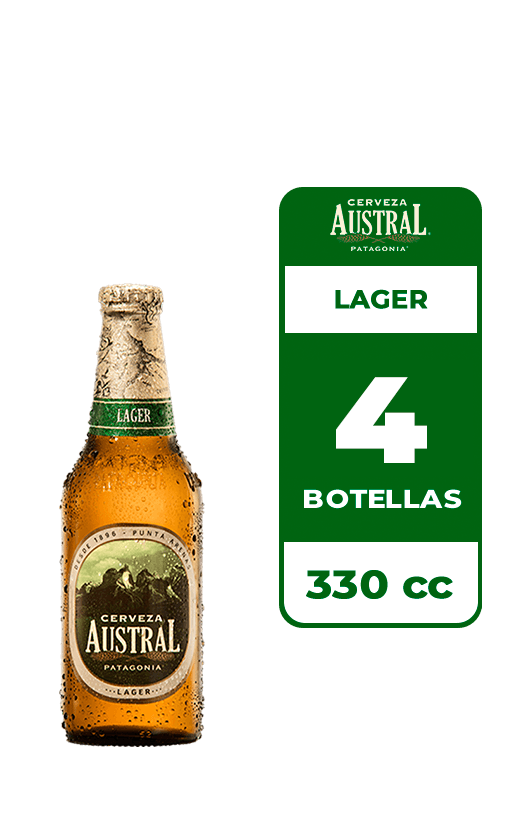 4x Cerveza Austral Lager 4.6° Botella 330cc