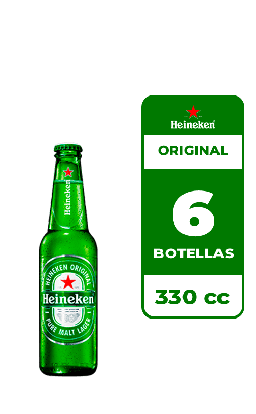 6x Cerveza Heineken 5.0° Botella 330cc