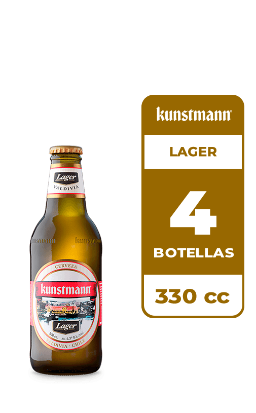 4x Cerveza Kunstmann Lager 4.3° Botella 330cc