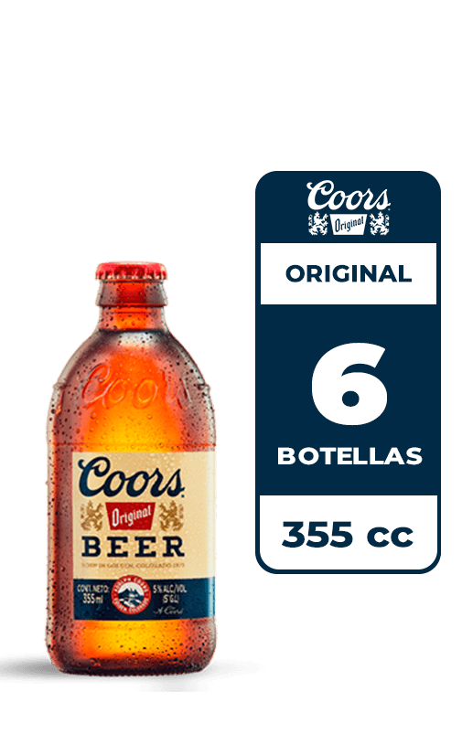 6x Cerveza Coors Original 5.0° Botella 355cc