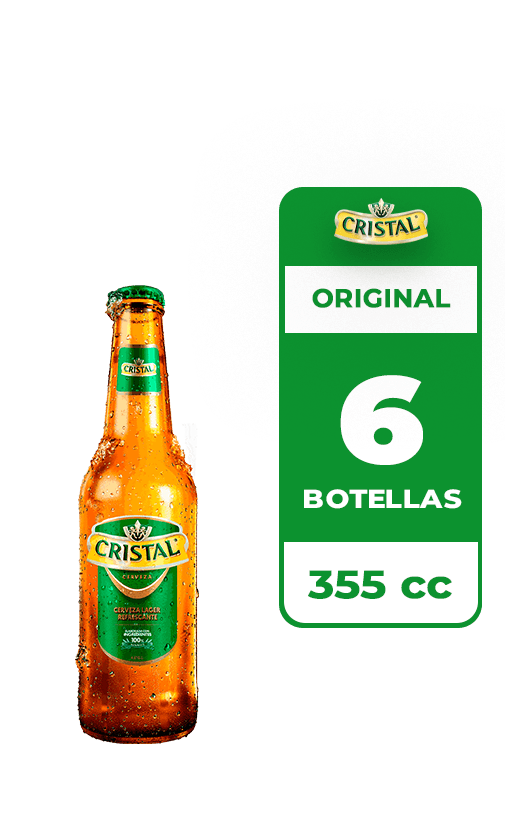 6x Cerveza Cristal 4.6° Botella 355cc