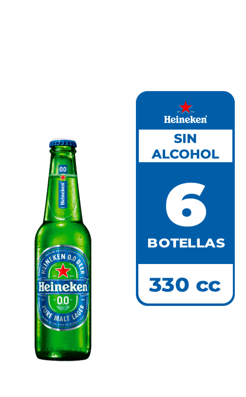 6x Cerveza Heineken Sin Alcohol Botella 330cc