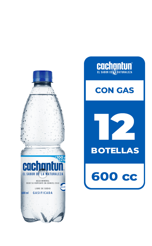 12x Agua Mineral Cachantun Con Gas 600cc