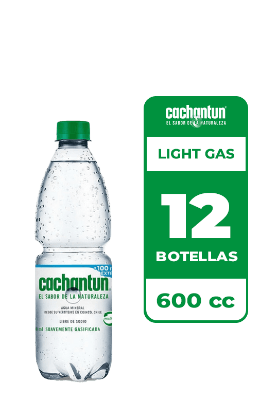 12x Agua Mineral Cachantun Light Gas 600cc