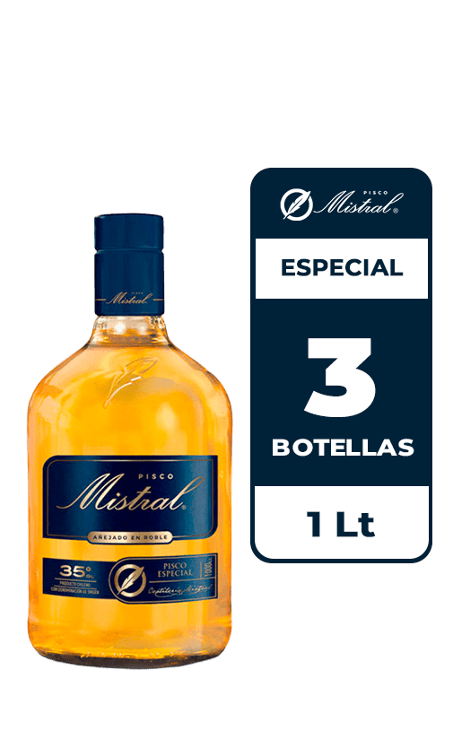 3x Pisco Mistral 35° 1L
