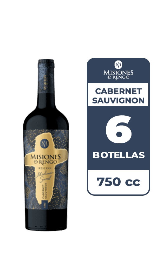 6x Vino Misiones De Rengo Reserva Medium Sweet Cabernet Sauvignon 750cc