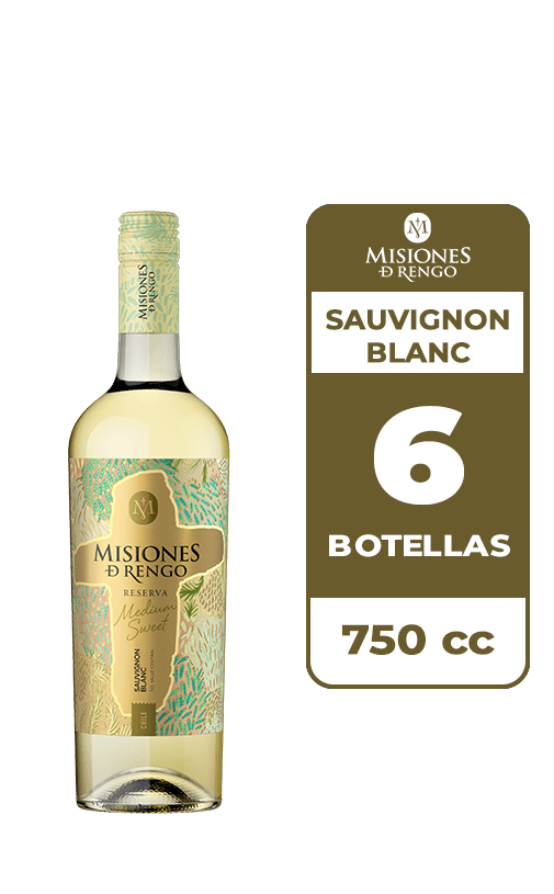 6x Vino Misiones De Rengo Reserva Medium Sweet Sauvignon Blanc 750cc