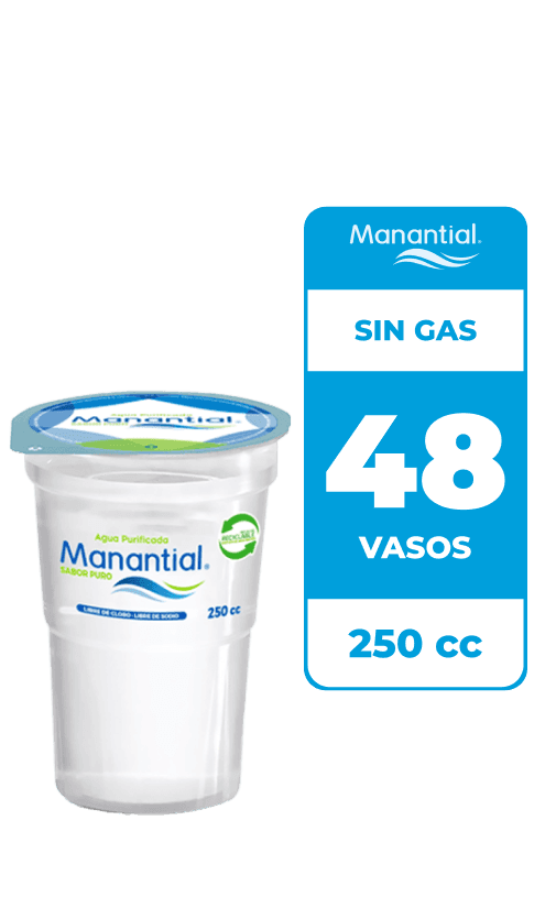 48x Vaso Con Agua Manantial 250cc