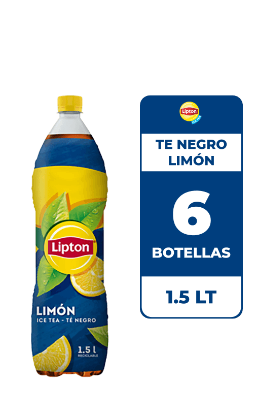6x Ice Tea Lipton Té Negro Limón 1.5L