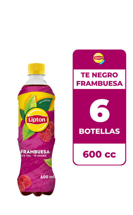 6x Ice Tea Lipton Té Negro Frambuesa 600cc