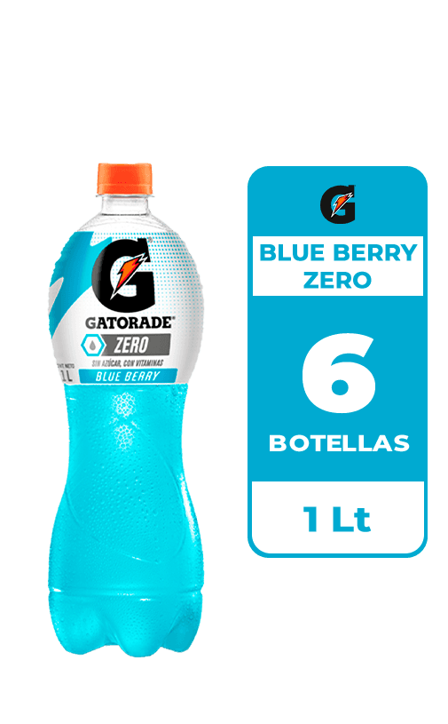6x Bebida Isotónica Gatorade Blue Berry Zero 1L