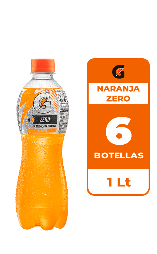 6x Bebida Isotónica Gatorade Naranja Zero 1L