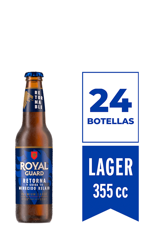 24x Cerveza Royal Guard 5.0° Retornable + Envase Botella 330cc