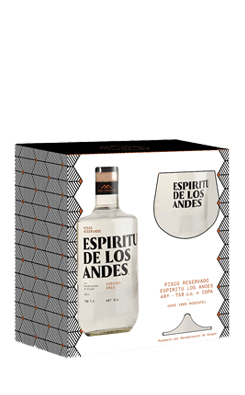 Pisco Espíritu De Los Andes 40° 750cc + Copa