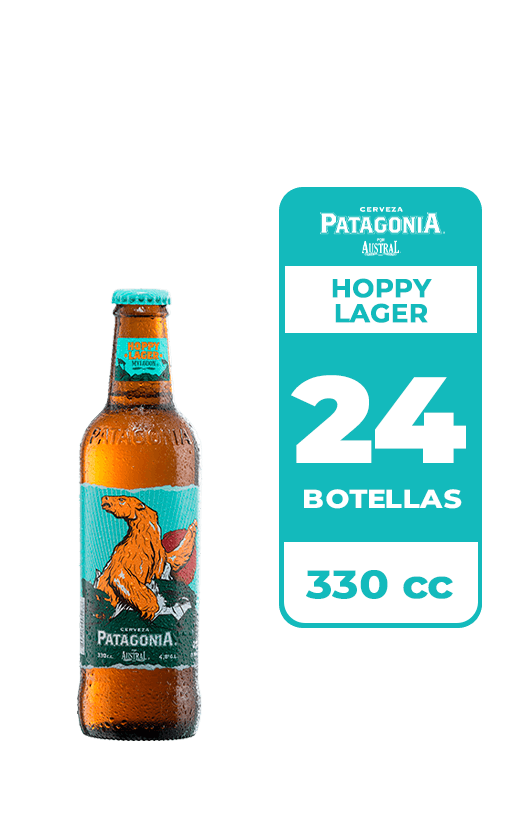 24x Cerveza Patagonia Hoppy Lager 4.8° Botella 330cc