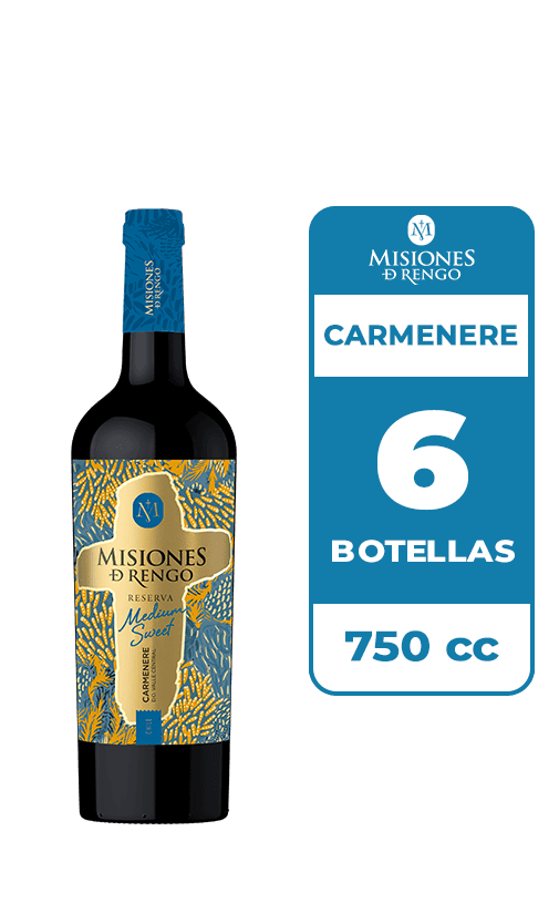 6x Vino Misiones De Rengo Reserva Medium Sweet Carmenere 750cc