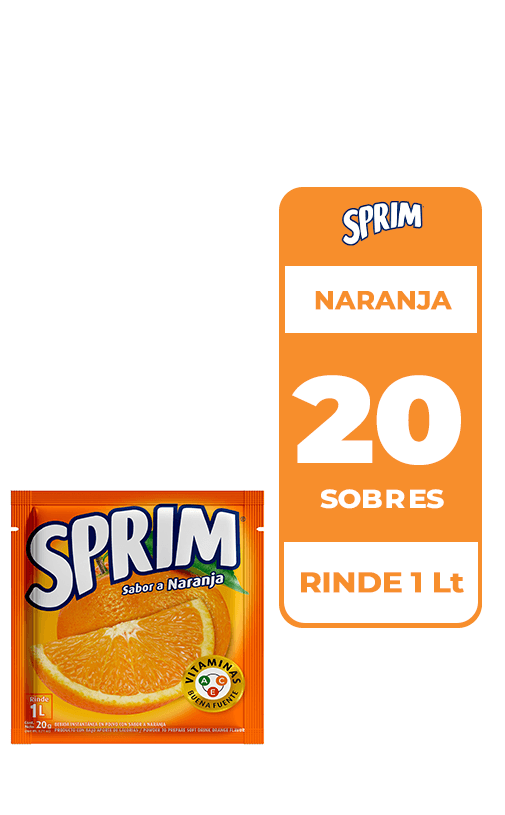 20x Jugo En Polvo Sprim Naranja 20gr