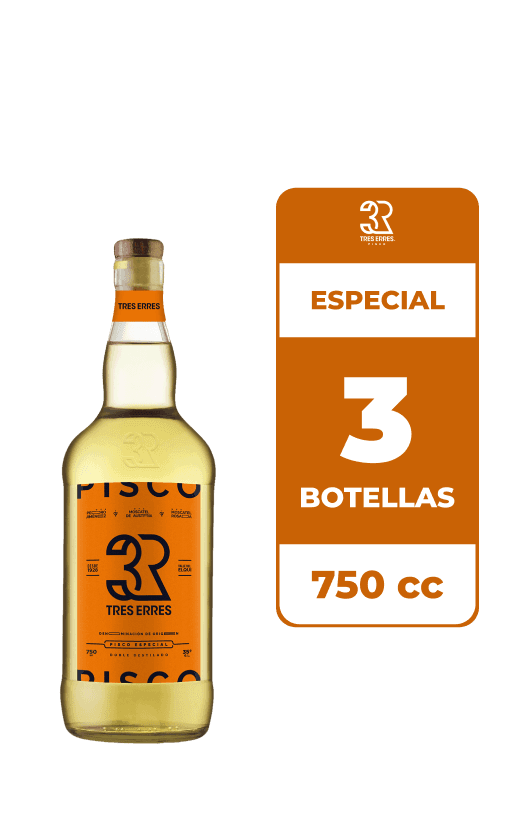 3x Pisco Tres Erres 35° 750cc
