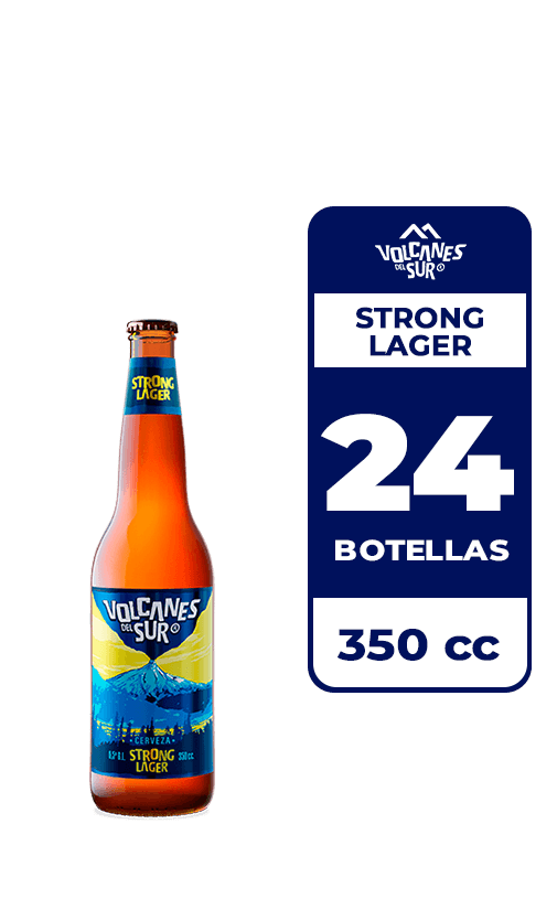 24x Cerveza Volcanes Del Sur Strong Lager 6.5° Botella 350cc