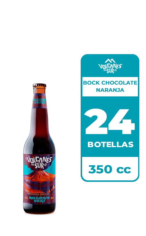 24x Cerveza Volcanes Del Sur Bock Chocolate Naranja 5.0° Botella 350cc