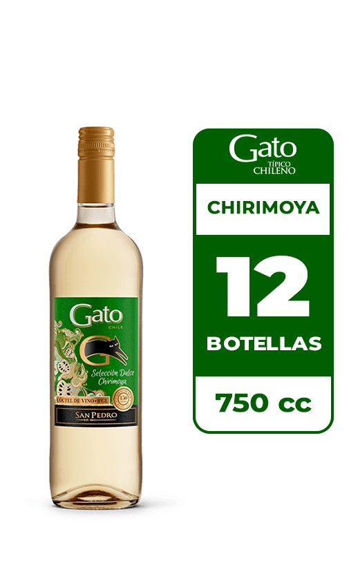 12x Cóctel de Vino Gato Selección Dulce Chirimoya 750cc