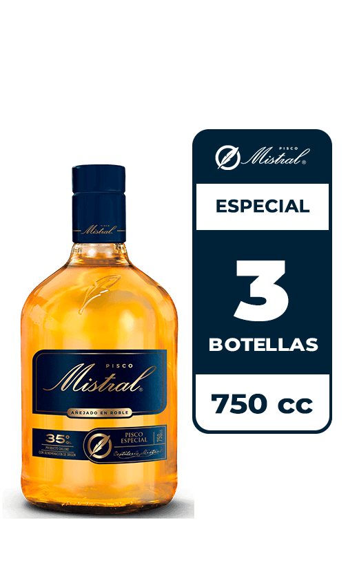3x Pisco Mistral 35° 750cc