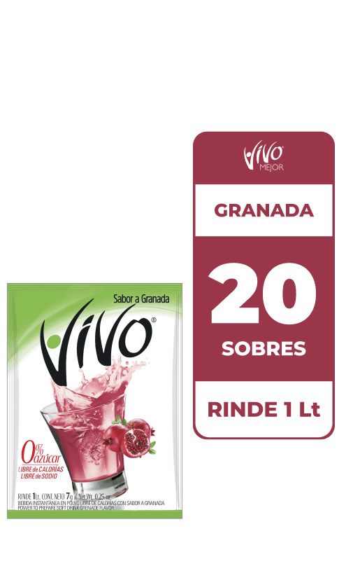 20x Jugos En Polvo Vivo Granadas 7gr