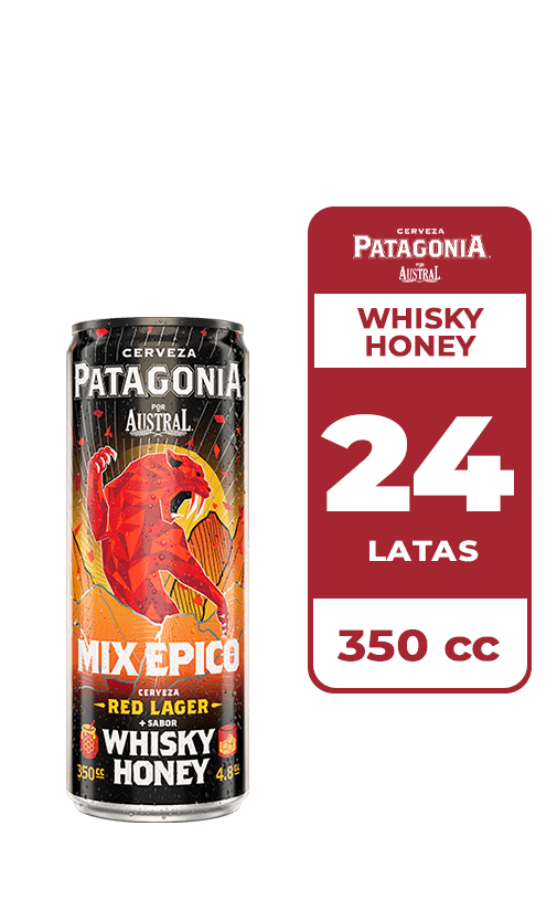 24x Cerveza Patagonia Red Lager Whisky Honey 4.8° Lata 350cc