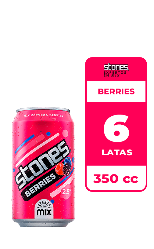 6x Cerveza Berries Stones 2.5° Lata 350cc
