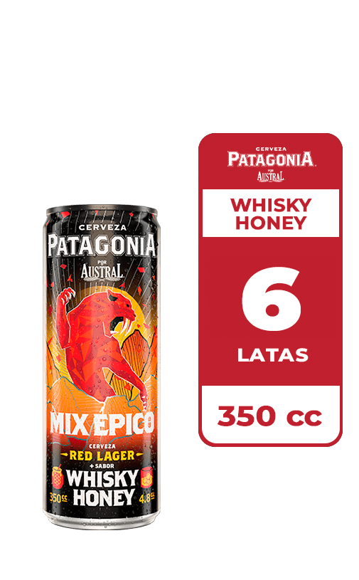 6x Cerveza Patagonia Red Lager Whisky Honey 4.8° Lata 350cc