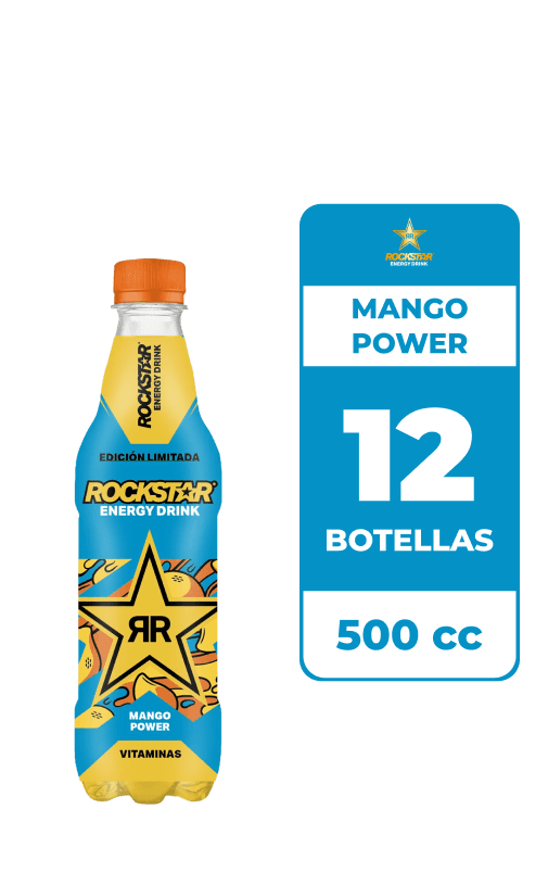 12x Bebida Energética Rockstar Mango Power 500cc