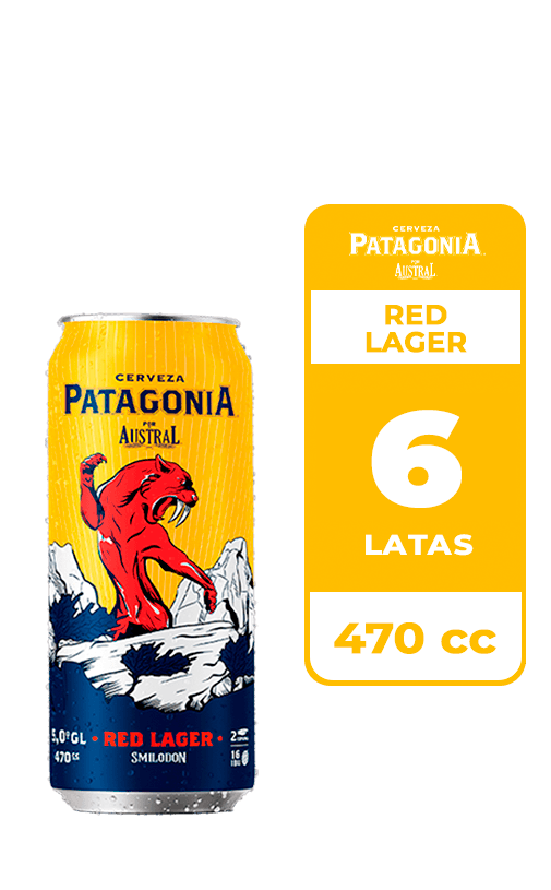 6x Cerveza Patagonia Red Lager 5.0° Lata 470cc