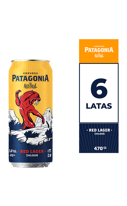 6x Cerveza Patagonia Red Lager 5.0° Lata 470cc