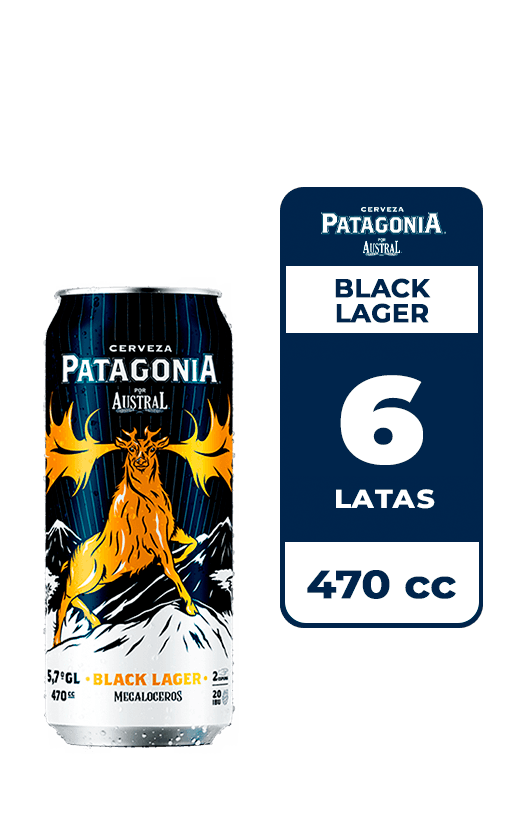 6x Cerveza Patagonia Black Lager 5.7° Lata 470cc