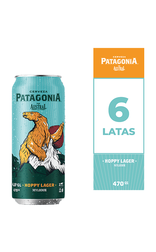 6x Cerveza Patagonia Hoppy Lager 4.8° Lata 470cc