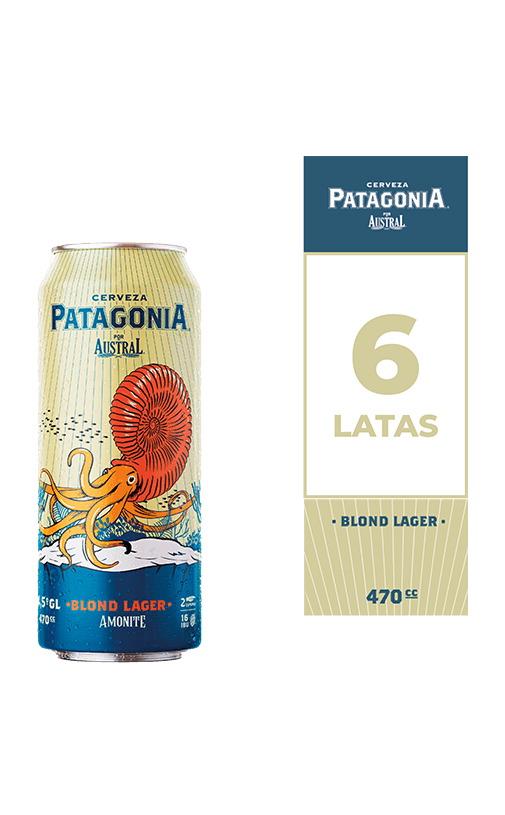 6x Cerveza Patagonia Blond Lager 4.5° Lata 470cc