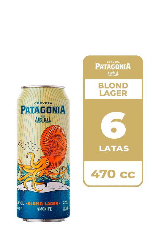 6x Cerveza Patagonia Blond Lager 4.5° Lata 470cc