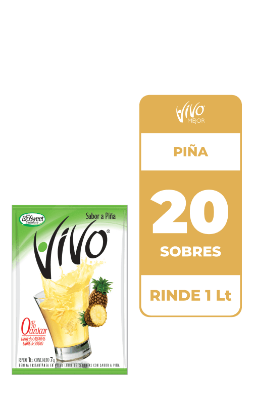 20x Jugos En Polvo Vivo Piña 7gr