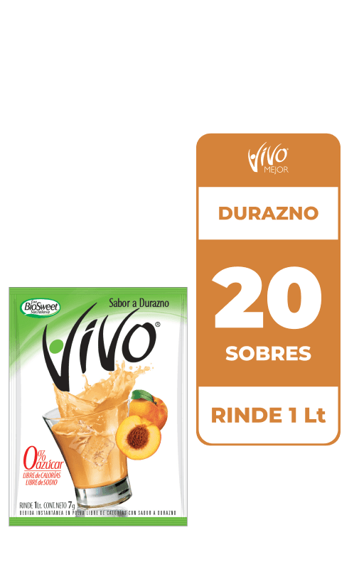 20x Jugos En Polvo Vivo Durazno 7gr
